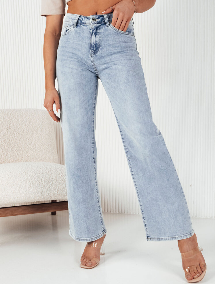 Svetlomodré dámske široké džínsové nohavice KIM UY1869 Veľkosť: S