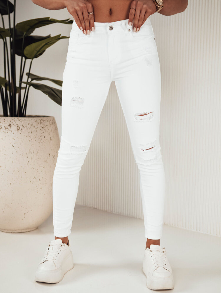 Biele potrhané džínsy NOEL UY1871 Veľkosť: S