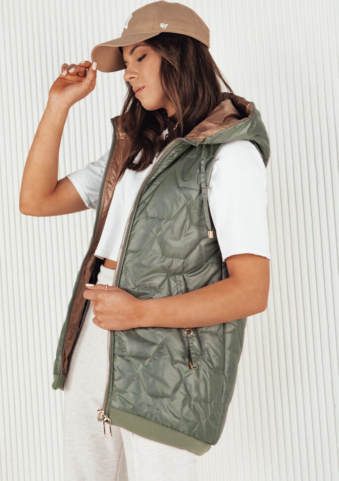 Tmavá khaki prešívaná vesta COLINE TY4118 Veľkosť: S