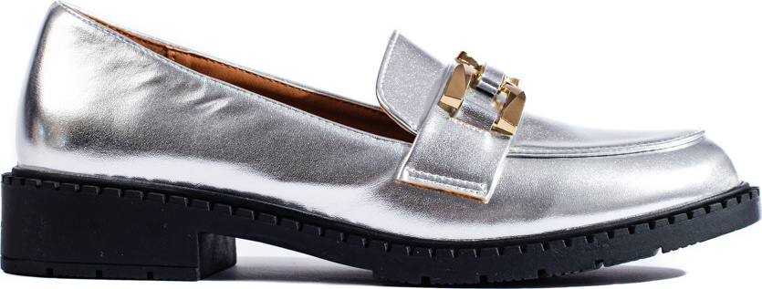 Strieborné mokasíny so zlatou sponou H8-581S Veľkosť: 37