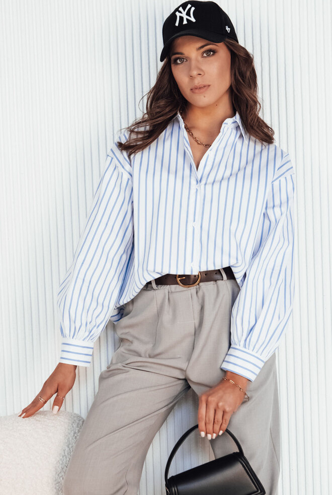 Bielo-modrá pruhovaná košeľa asymetrického strihu MARTIE Dstreet DY0373 Veľkosť: S