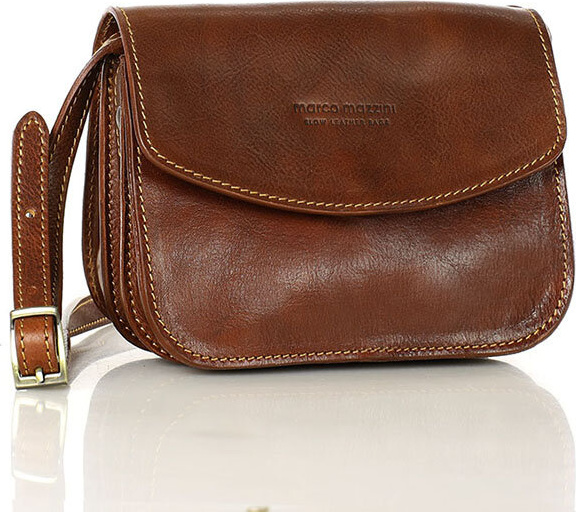 MARCO MAZZINI tmavohnedá kožená taška cez rameno (L248b) Veľkosť: ONE SIZE