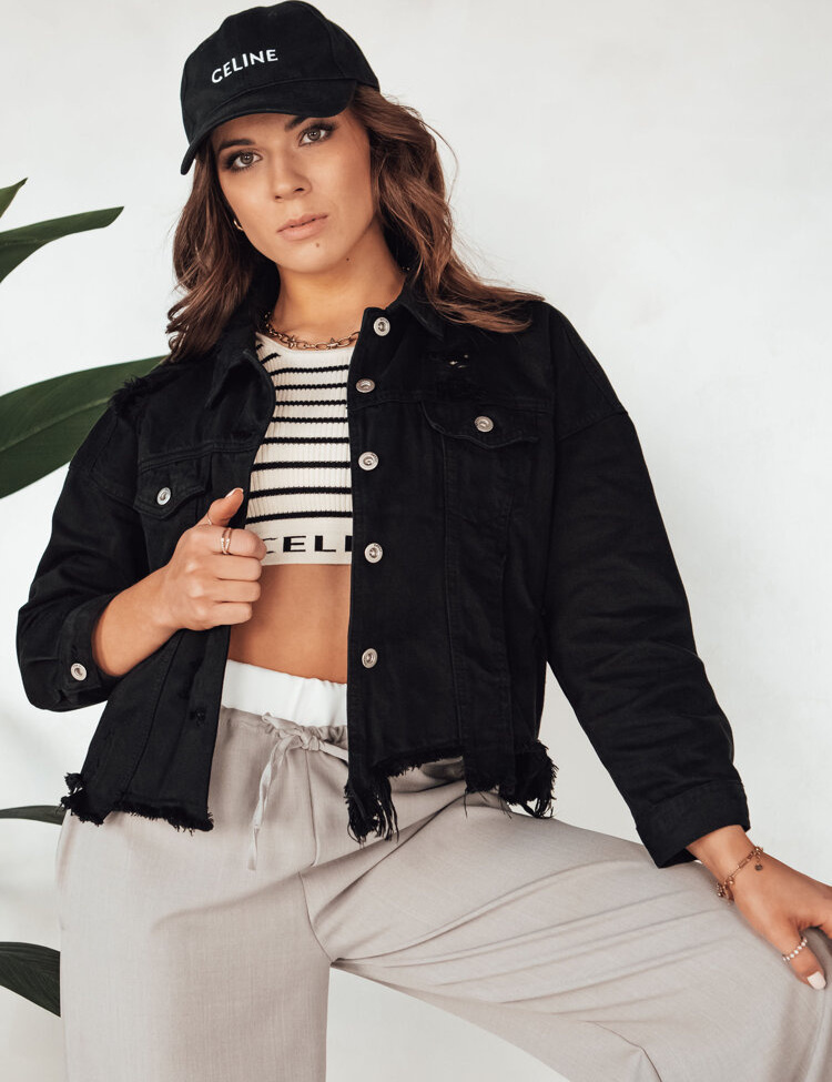 Čierna džínsová oversize bunda MOLI TY4132 Veľkosť: S/M