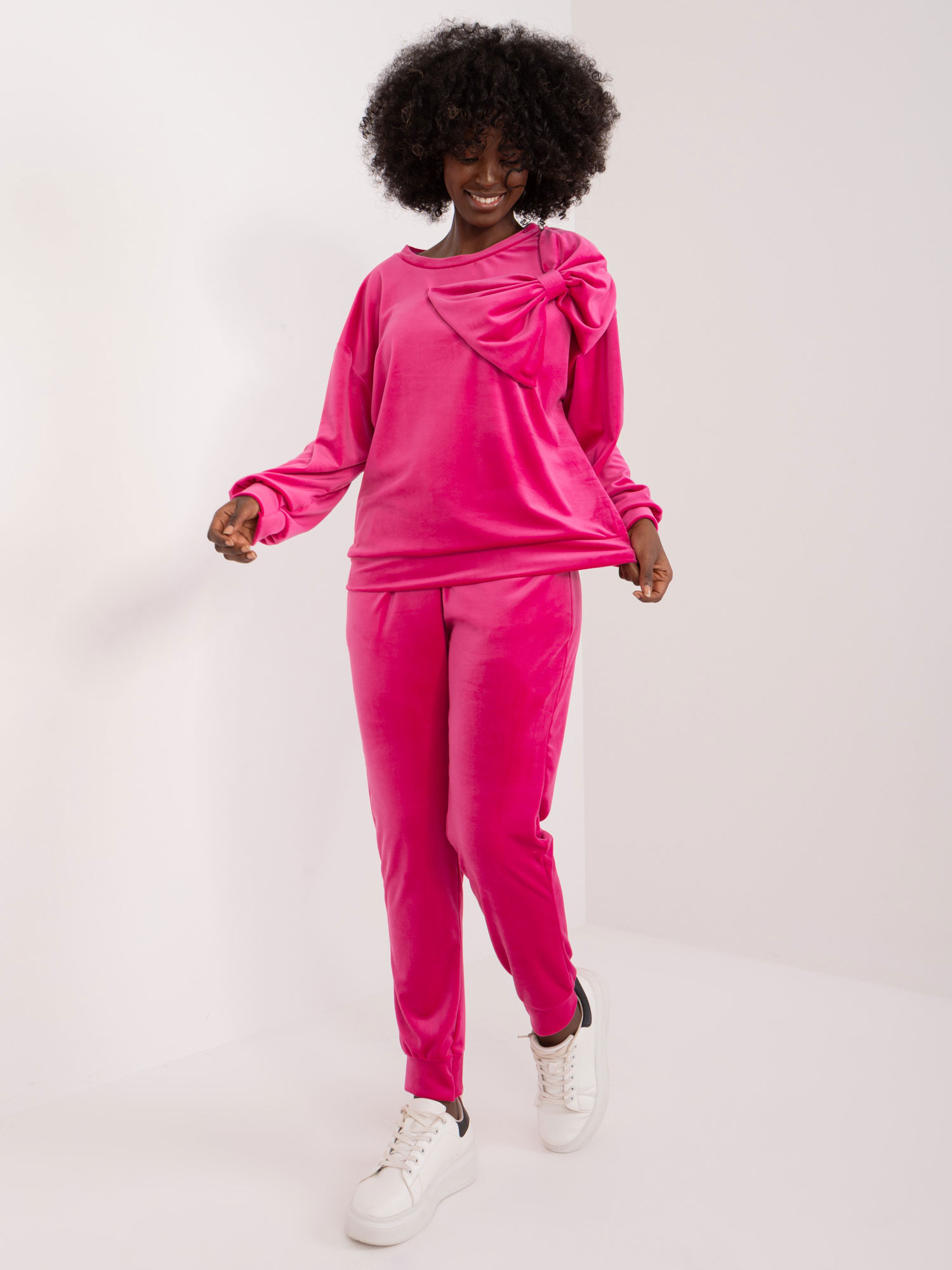 Tmavoružová súprava s mašľou -DHJ-KMPL-8831.14X-fuksjowy Veľkosť: ONE SIZE