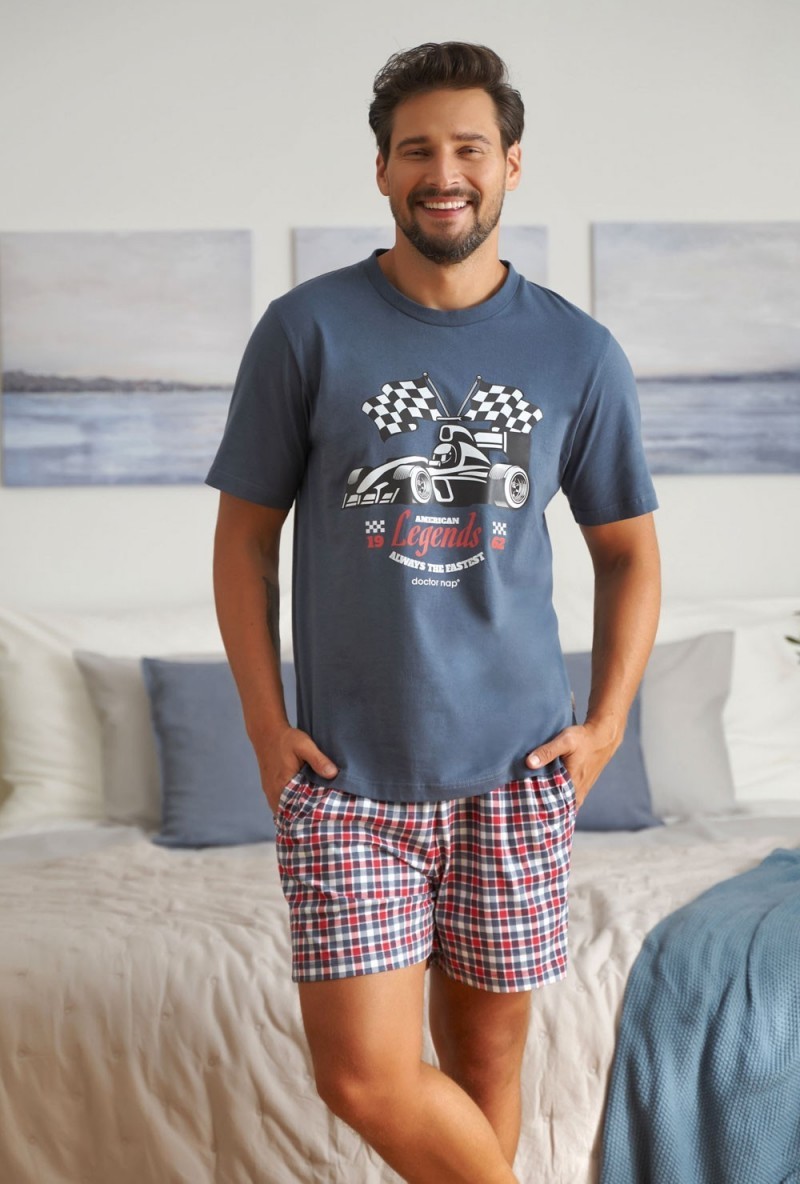 Modré pánske pyžamo Doctor Nap s potlačou formule Veľkosť: 2XL