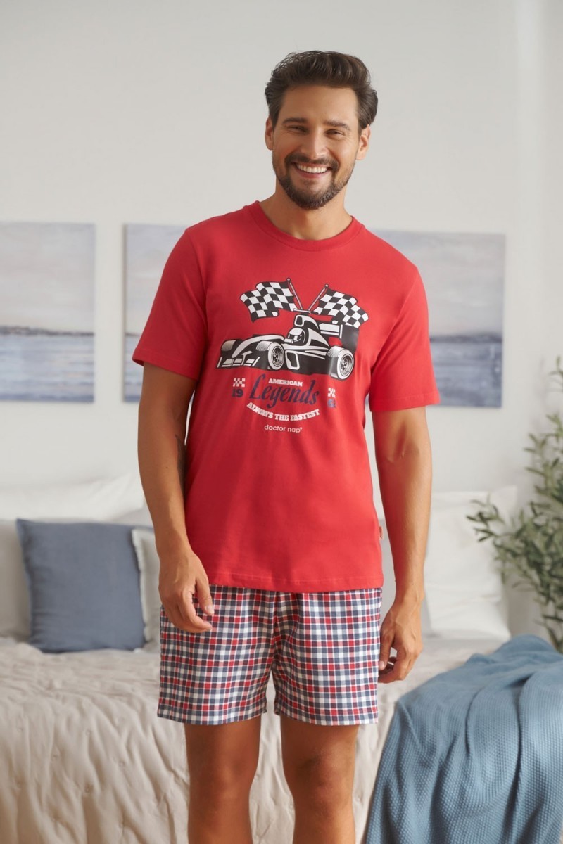 Červené pánske pyžamo Doctor Nap s potlačou formule Veľkosť: 2XL