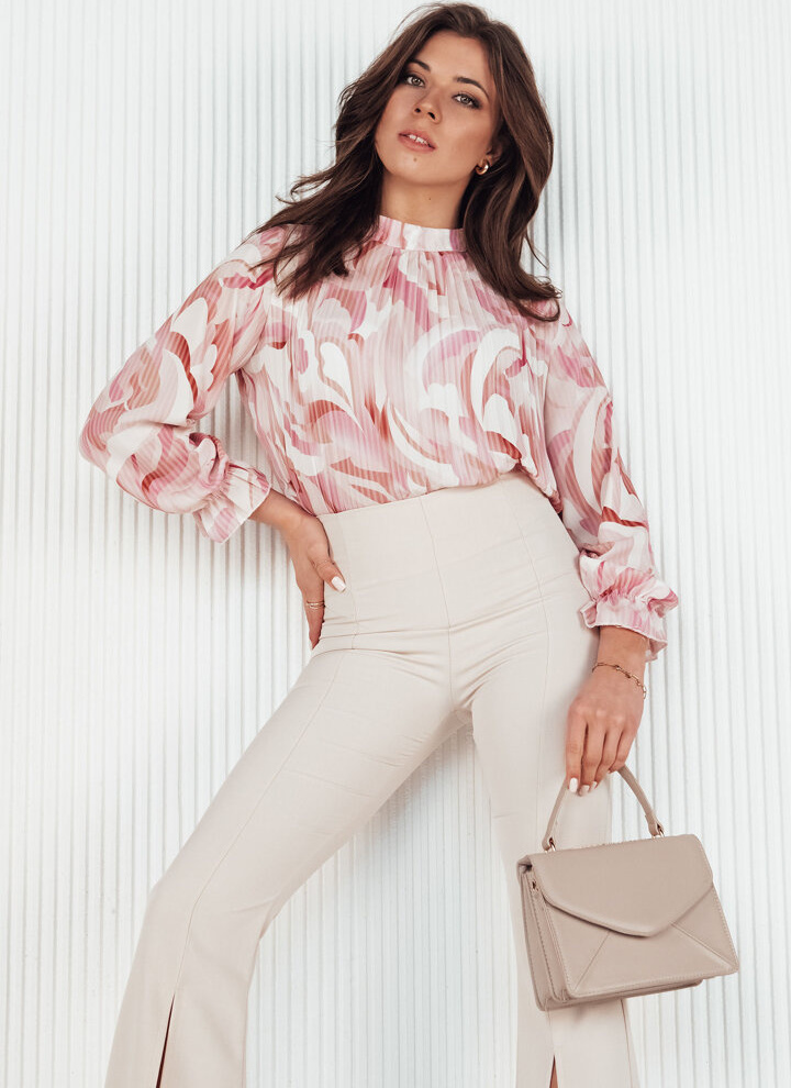 Bielo-ružová vzorovaná elegantná blúzka TORNI DY0397 Veľkosť: ONE SIZE