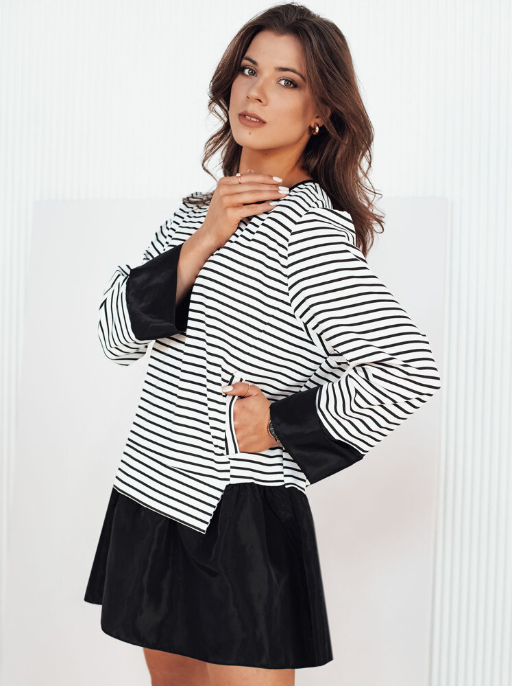 Čierno-biele pruhované mini šaty FAUCON EY2452 Veľkosť: ONE SIZE