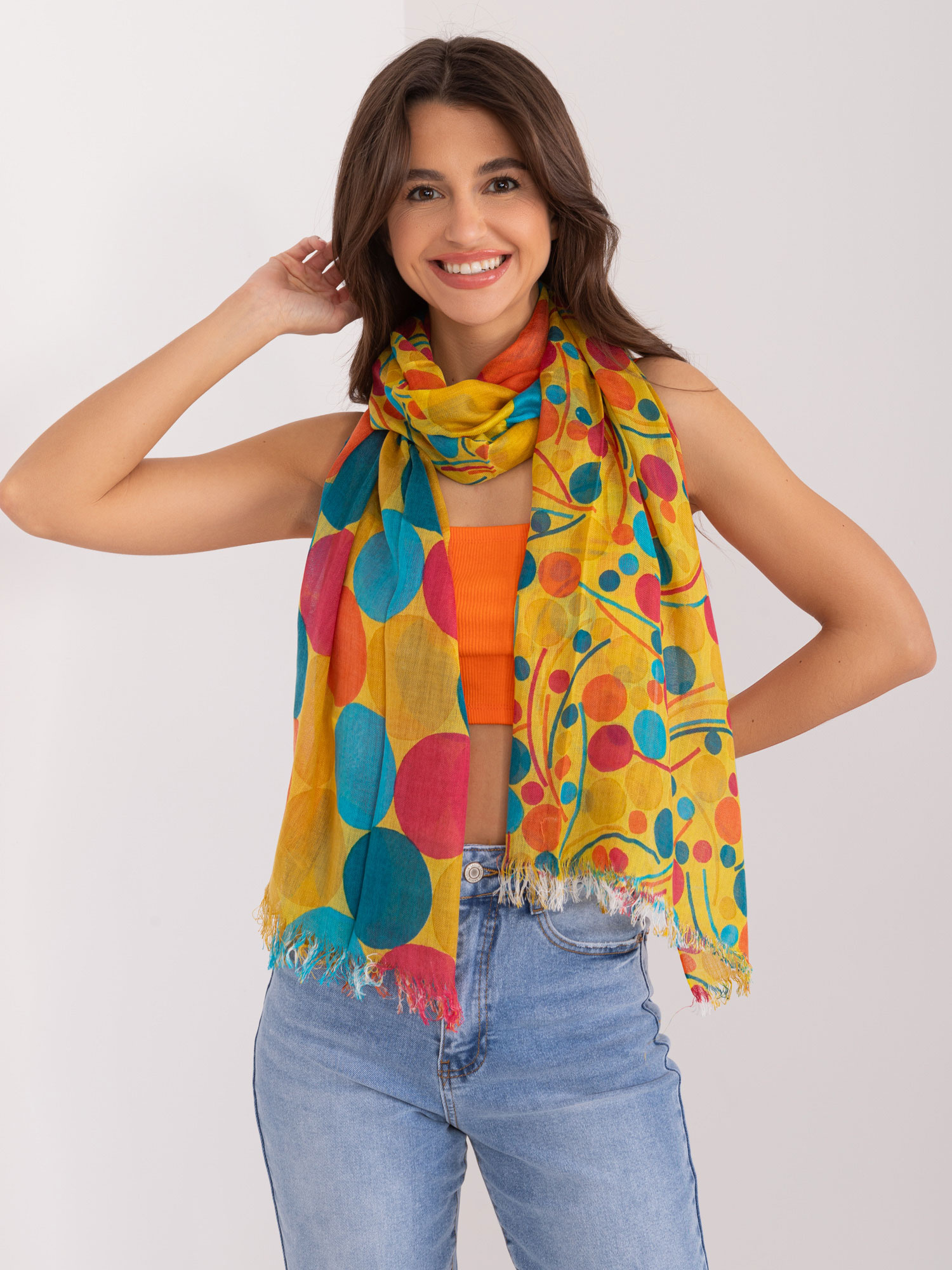 Žltá vzorovaná šatka AT-CH-F84005.27-yellow Veľkosť: ONE SIZE