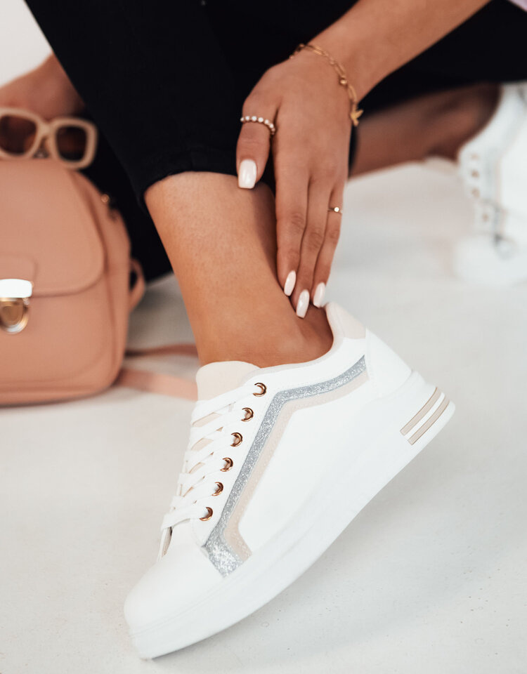 Biele tenisky s béžovým pruhom ROSAL ZY0465 Veľkosť: 39