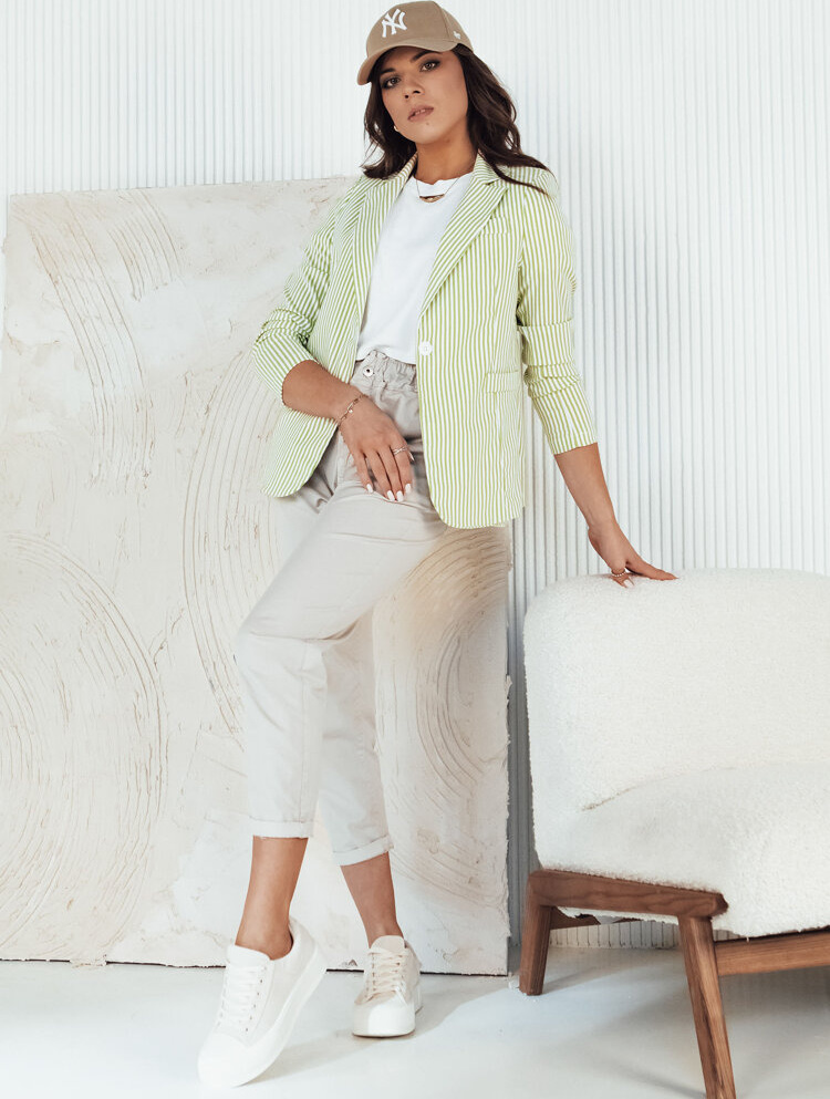 Zeleno-biele pruhované sako LINARO PY0088 Veľkosť: S