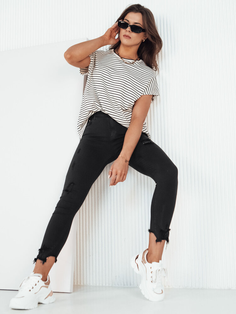 Čierne skinny džínsy s odreninami FAROL UY1906 Veľkosť: 28