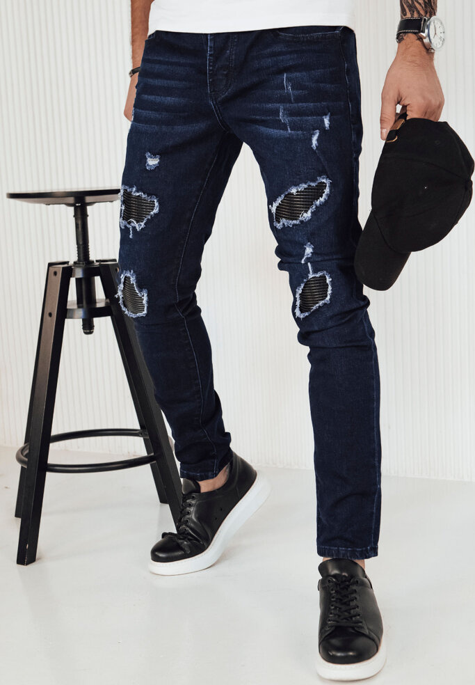 Tmavomodré rifle s odreninami UX4142 Veľkosť: S