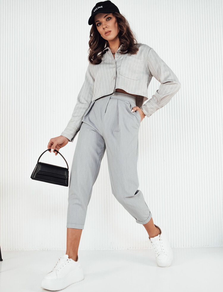 Sivé nohavice s vysokým pásom BAFROT UY1888 Veľkosť: L