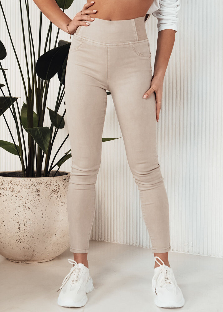 Béžové džínsové nohavice s gumou v páse ALTET UY1904 Veľkosť: XS