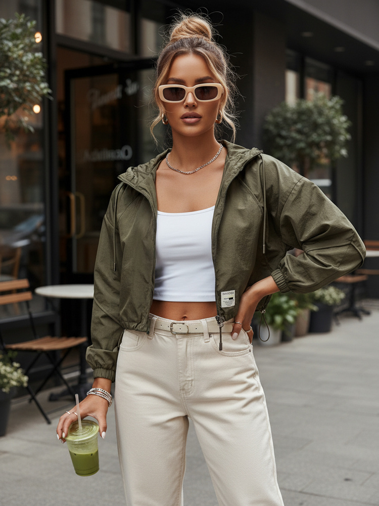 Khaki crop bunda ISCAR TY4210 Veľkosť: S