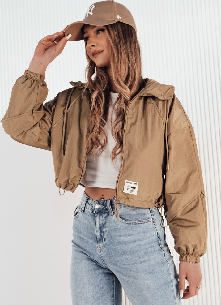 Tmavobéžová crop bunda ISCAR TY4208 Veľkosť: S