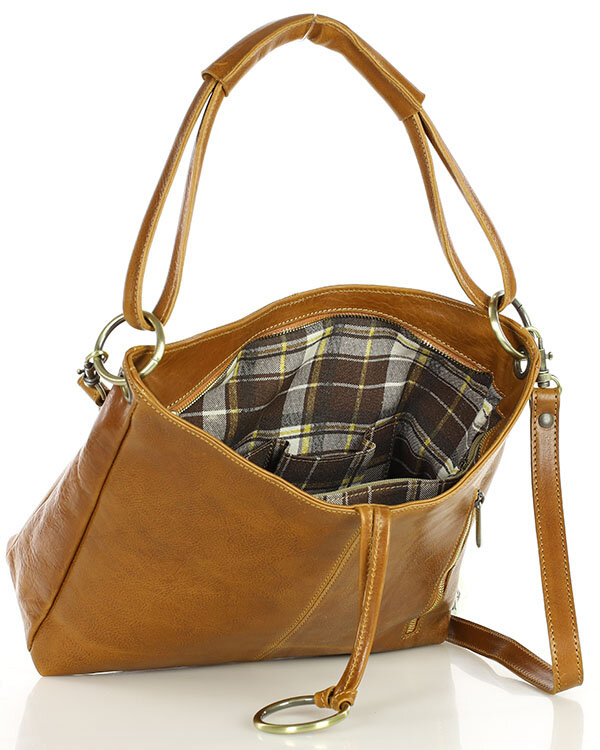 MARCO MAZZINI svetlohnedá kožená taška na rameno (416a) Veľkosť: ONE SIZE