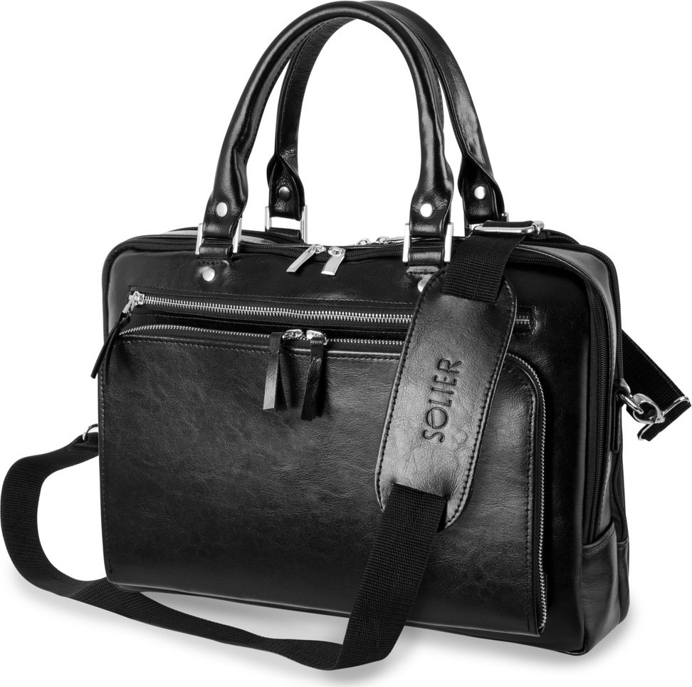 SOLIER ČIERNA KOŽENÁ TAŠKA SL03 SL24 BLACK GENUINE) Veľkosť: ONE SIZE