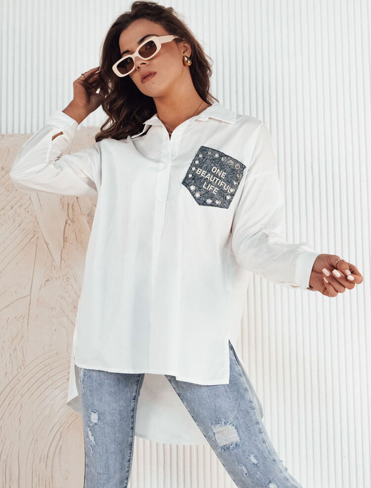 Biela predĺžená košeľa s vreckom FONZ DY0420 Veľkosť: ONE SIZE