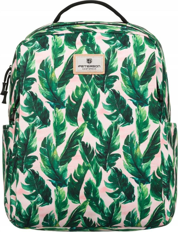 Peterson bielo-zelený priestranný batoh so vzorom listov PTN 77707 Veľkosť: ONE SIZE