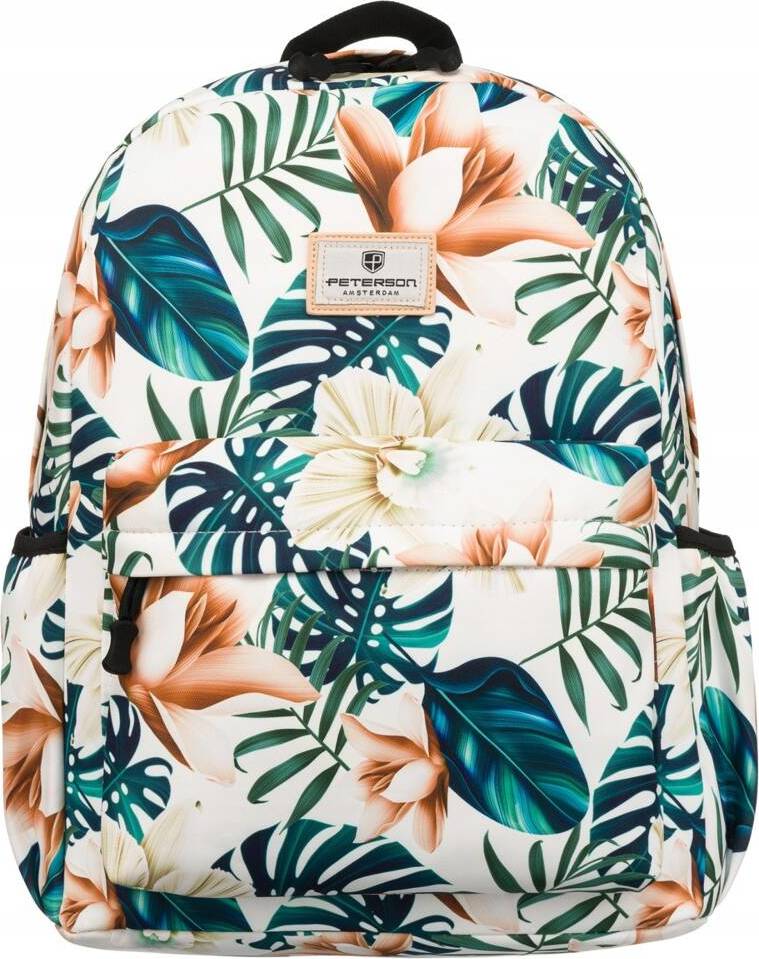 Peterson bielo-zelený kvetinový batoh s vreckom na notebook PTN 77702 Veľkosť: ONE SIZE