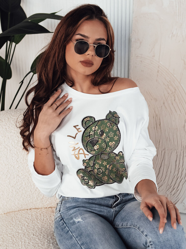Biele tričko so zeleným medvedíkom OSTIO RY2361 Veľkosť: ONE SIZE