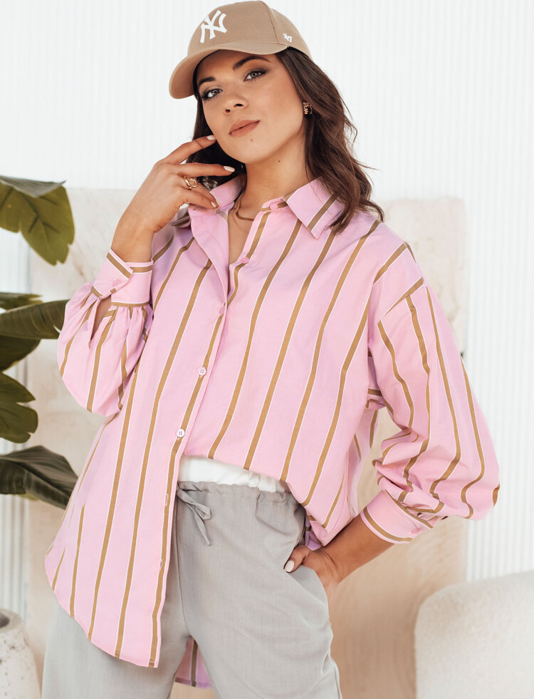 Ružová pruhovaná oversize košeľa TENESI DY0379 Veľkosť: S