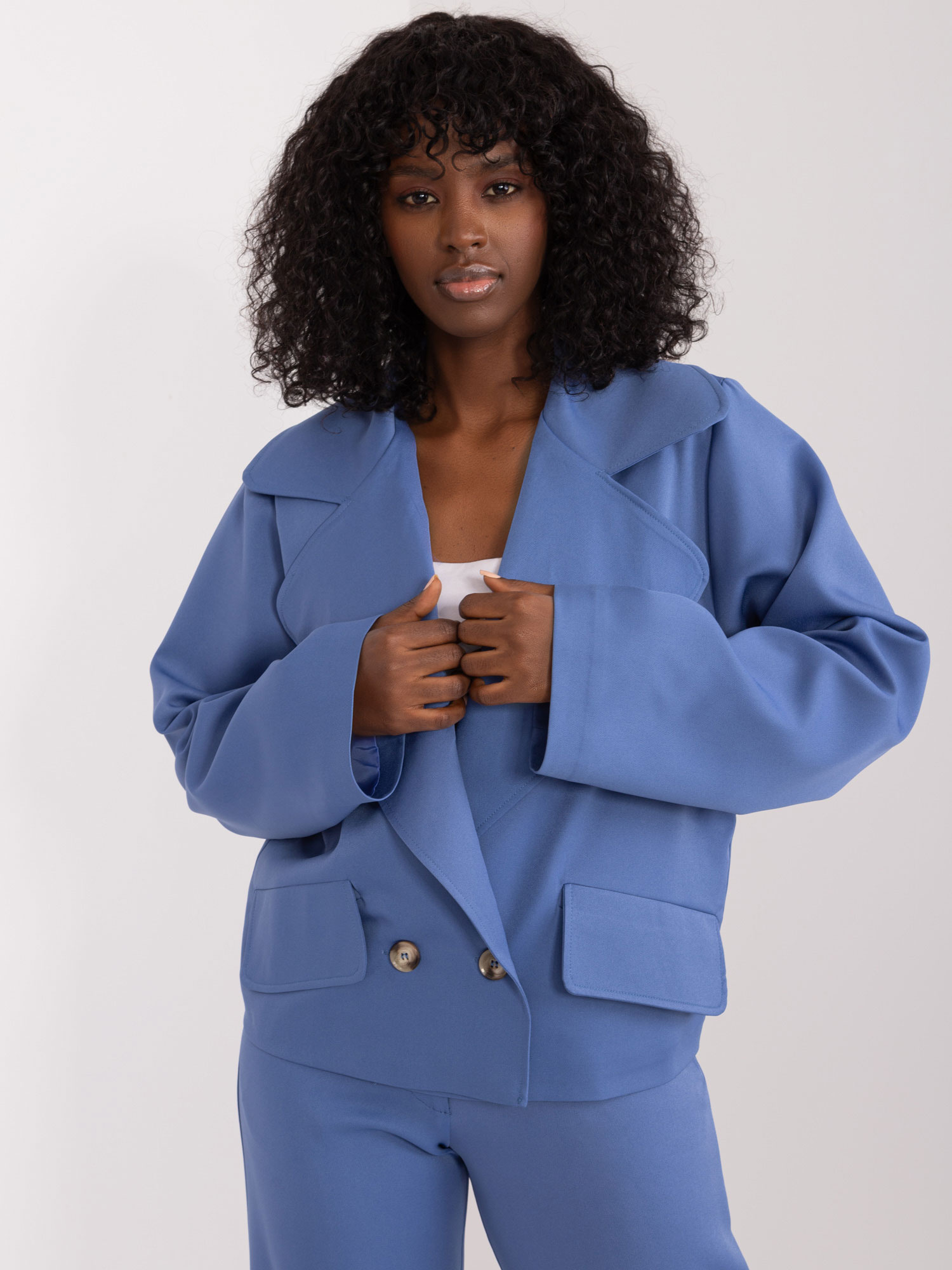 Modré krátke sako LK-MA-509578.20-blue Veľkosť: S/M