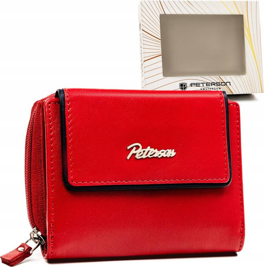 Peterson Červená malá kožená peňaženka Y606 PTN KA-26 Veľkosť: ONE SIZE