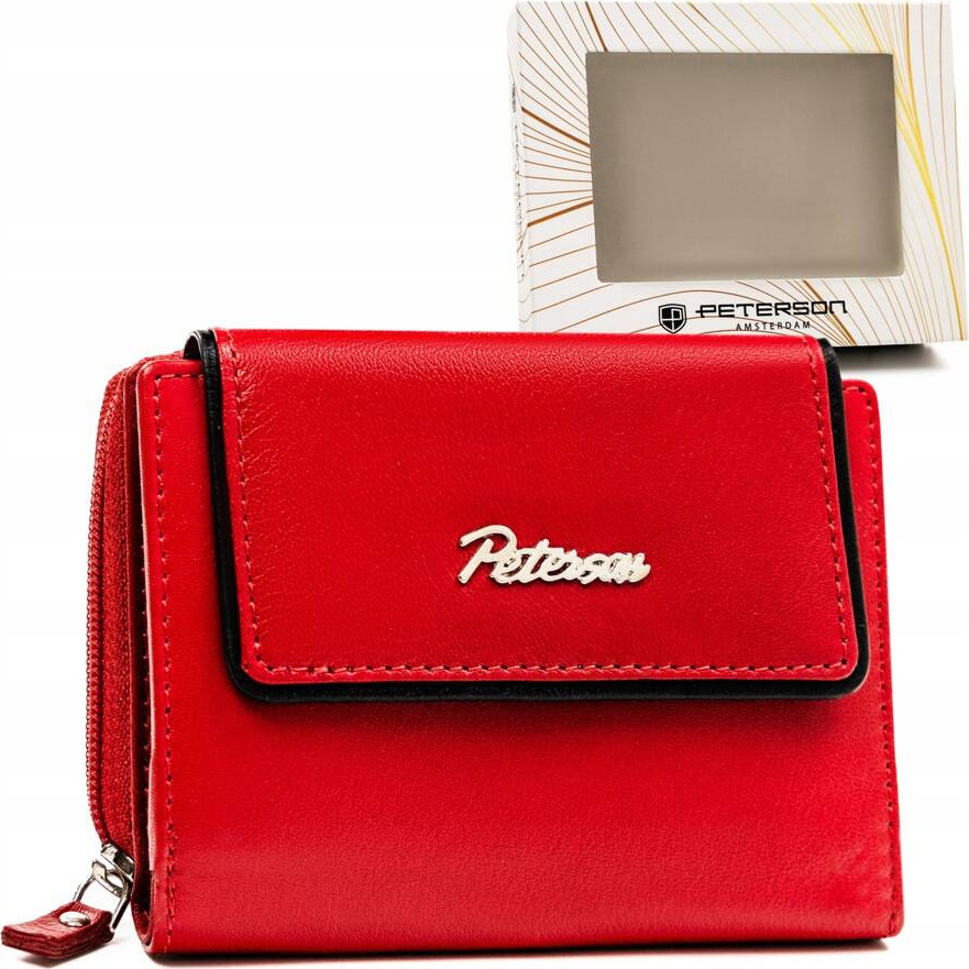 Peterson Červená malá kožená peňaženka Y604 PTN KA-26 Veľkosť: ONE SIZE