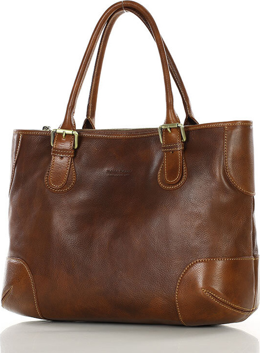 MARCO MAZZINI hnedá kožená shopper kabelka (419b) Veľkosť: ONE SIZE