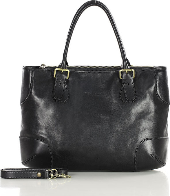 MARCO MAZZINI čierna kožená shopper kabelka (419c) Veľkosť: ONE SIZE