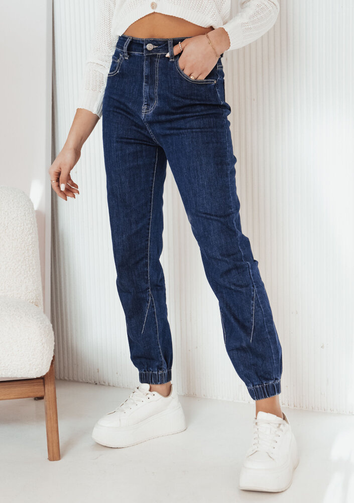 Tmavomodré džínsové nohavice s gumou na nohaviciach CALCEA UY1969 Veľkosť: S