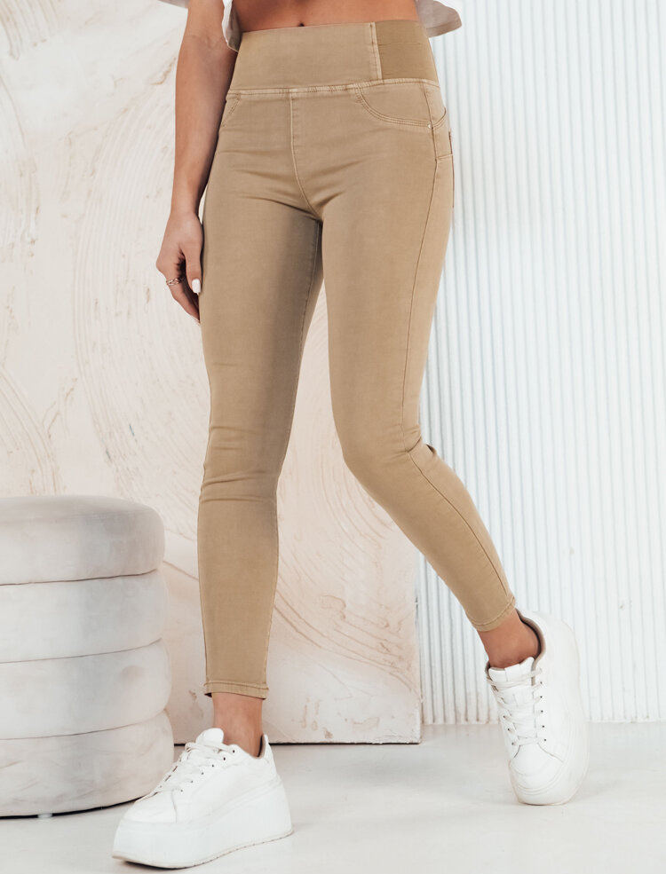 Tmavobéžové džínsové nohavice s gumou v páse ALTET UY1922 Veľkosť: XS