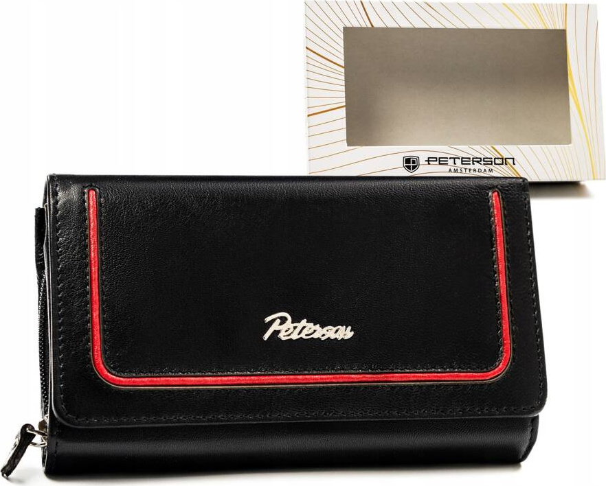 Peterson čierna veľká kožená peňaženka Y616 PTN KA-25 Veľkosť: ONE SIZE