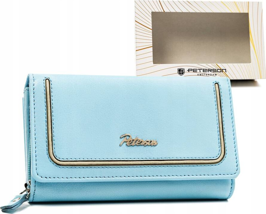Peterson svetlomodrá veľká kožená peňaženka Y615 PTN KA-25 Veľkosť: ONE SIZE