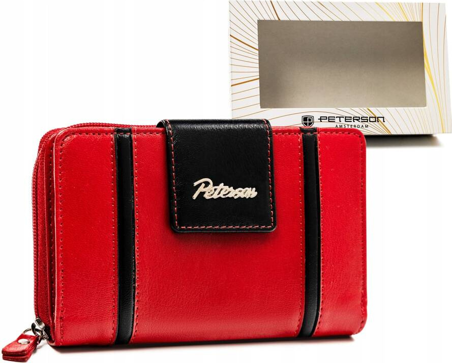 Peterson červeno-čierna dámska kožená peňaženka Y612 PTN KA-27 Veľkosť: ONE SIZE