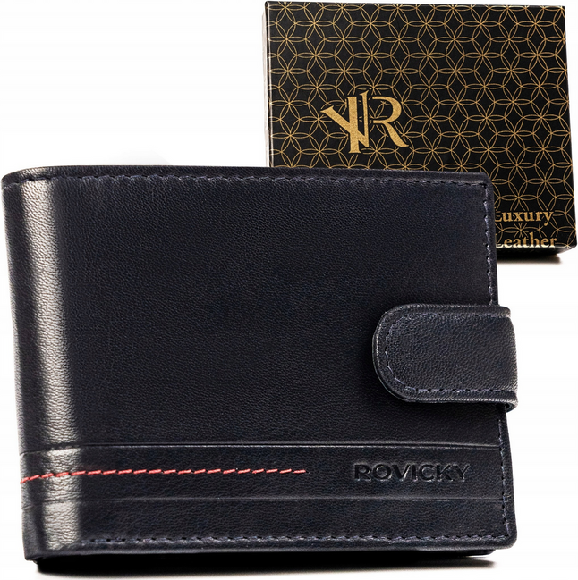 Rovicky Tmavomodrá kožená peňaženka na patentku L201 [DH] R-N992L-GAT Veľkosť: ONE SIZE