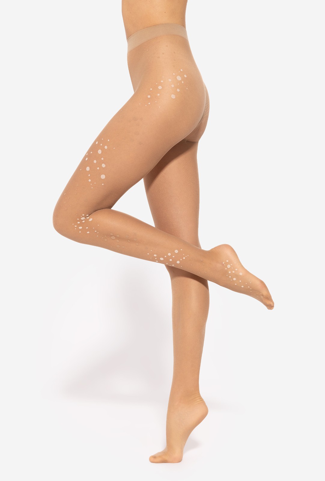 Vzorované silonky Gatta Dotsy 17 20 deň Veľkosť: S, Barva: tmavobéžová