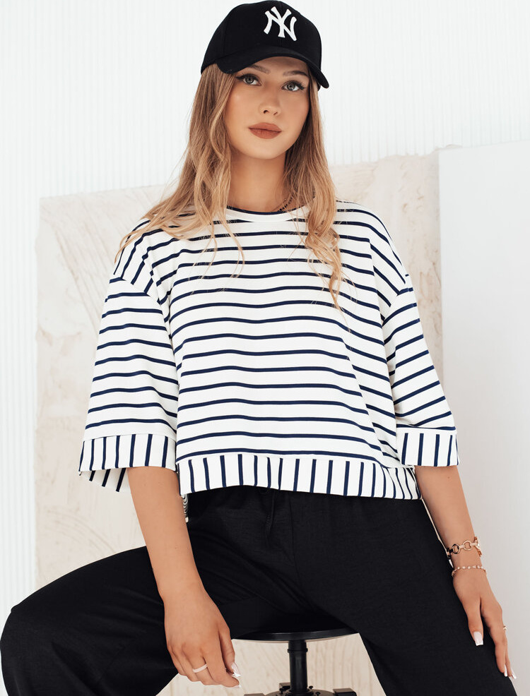 Bielo-čierne pruhované voľné tričko TAUSE RY2461 Veľkosť: ONE SIZE