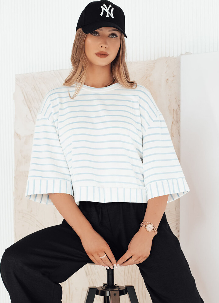 Bielo-modré pruhované voľné tričko TAUSE RY2462 Veľkosť: ONE SIZE