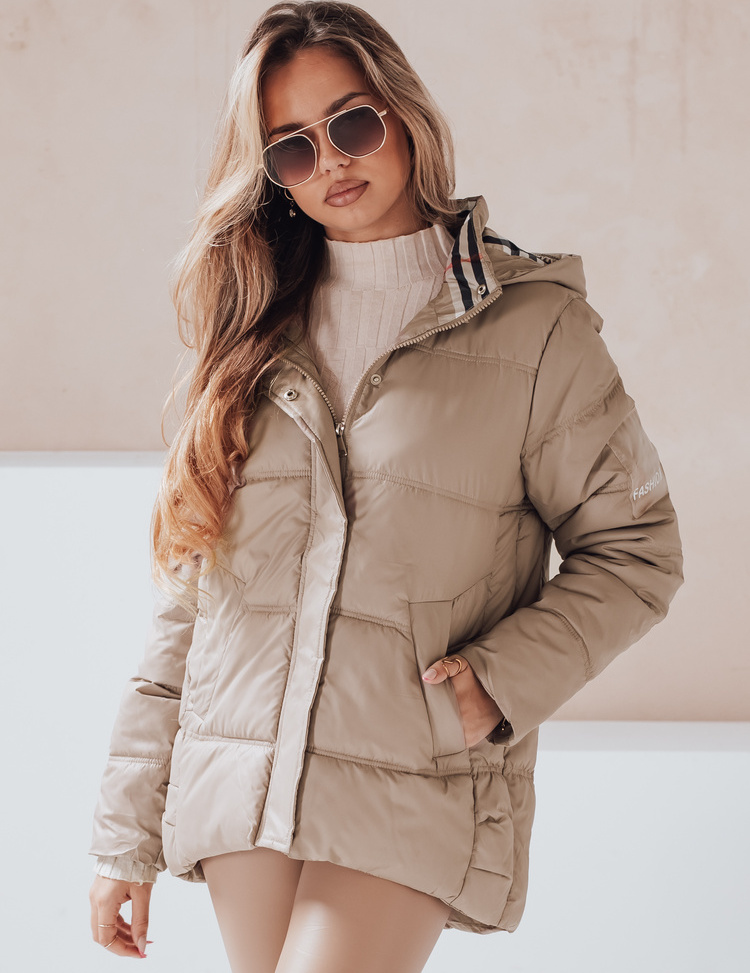 Béžové prešívaná bunda HIMES TY4243 Veľkosť: S