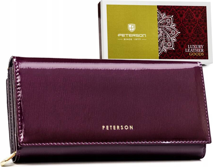 Peterson Tmavofialová lesklá kožená peňaženka Y619 PTN 42100-SH Veľkosť: ONE SIZE