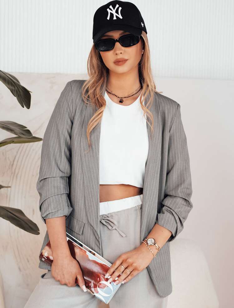 Sivé sako s jemnými pruhmi OPTON PY0095 Veľkosť: ONE SIZE