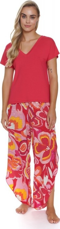 Doctor Nap ružové dámske pyžamo s voľnými nohavicami Veľkosť: S