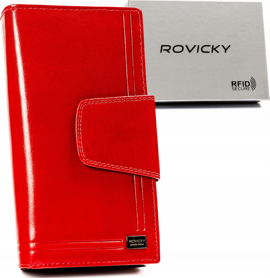 Rovicky Červená veľká kožená peňaženka V267 CPR-123-BAR Veľkosť: ONE SIZE