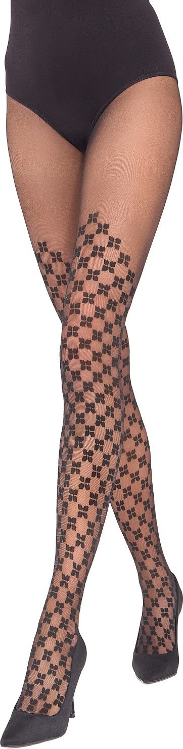 Silonky s geometrickým vzorom Knittex 12406 Phlox 20 deň Veľkosť: S, Barva: čierna