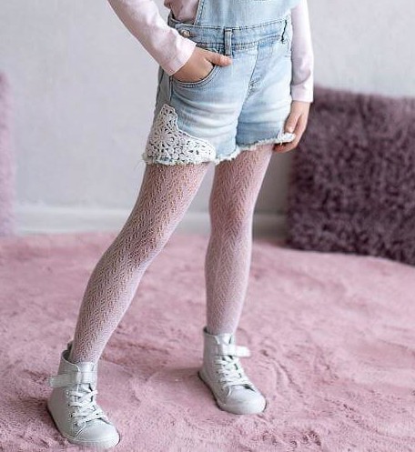 Biele pančuchy so vzorom Knittex DR 1822 Olimpia ażur wzór 0-5 lat Veľkosť: 68-74, Barva: ružová