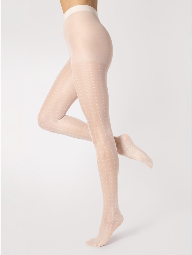 Vzorované silonky Fiore G 6102 Charlize 15 deň Veľkosť: L, Barva: smotanová